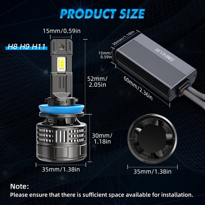 BEVINSEE V55 Upgrade H8/H9/H11 LED Headlight Bulb 150W/Pair 28,000 LM 6000K